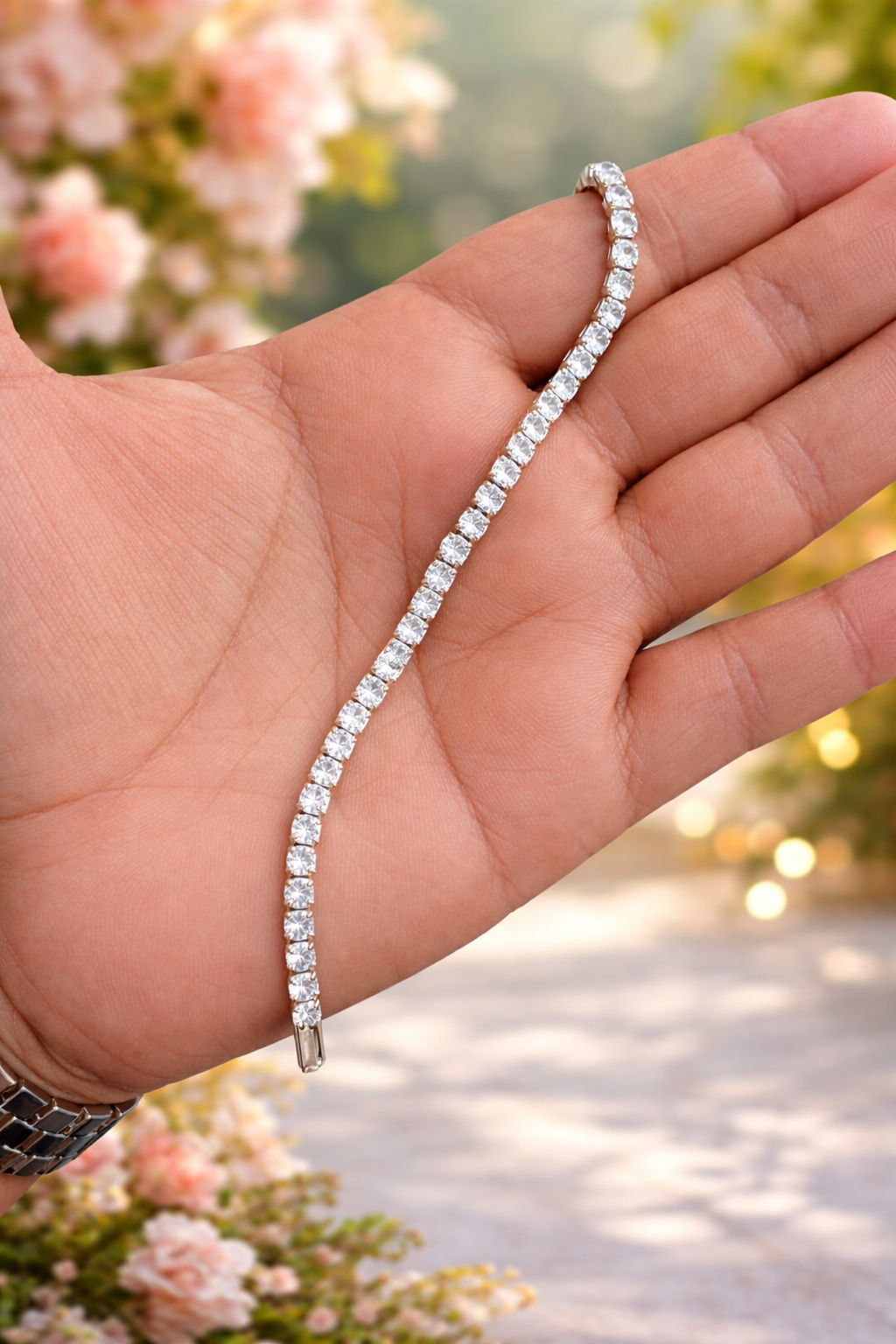 Luxury Sparkle Diamond Tennis Bracelet – Premium Silver Finish